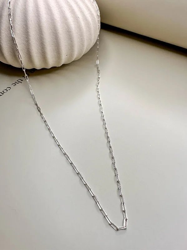 Ladies necklaces retro style -Velani Jewelry Dainty Paperclip Necklace - Sterling Silver