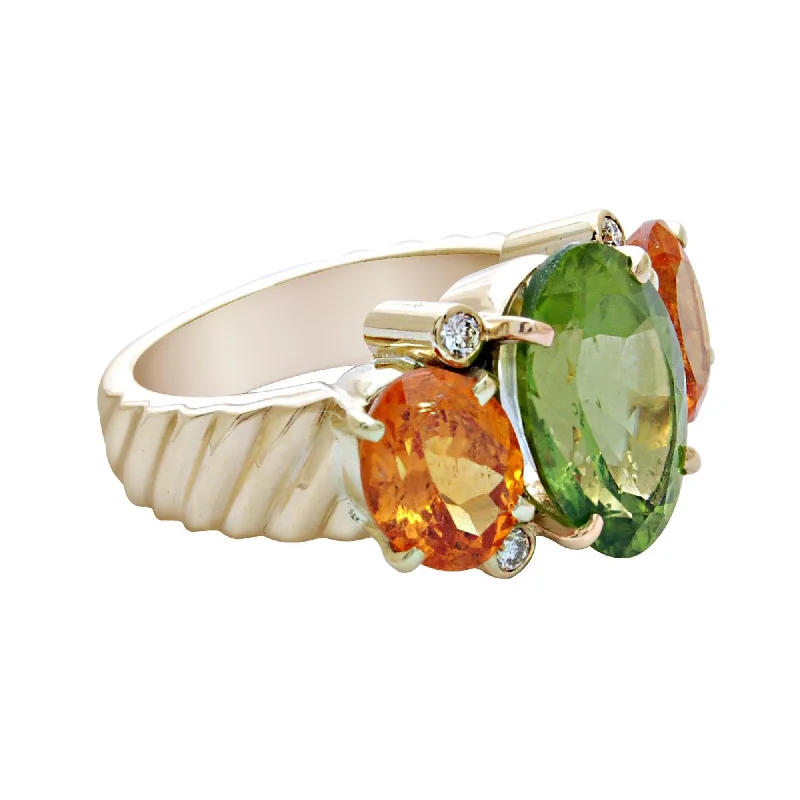 ladies-luxury-sapphire-rings-Ring-Peridot, Orange Garnet and Diamond  (1698L)