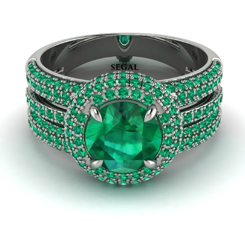 engagement-handmade-diamond-ring-Emerald Halo Luxury Pave Engagement Ring - Sierra No. 21