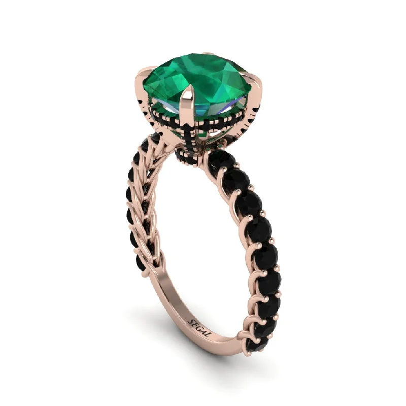 engagement-rose-gold-classic-ring-Emerald Twisted Band Halo Engagement Ring - Avianna No. 35