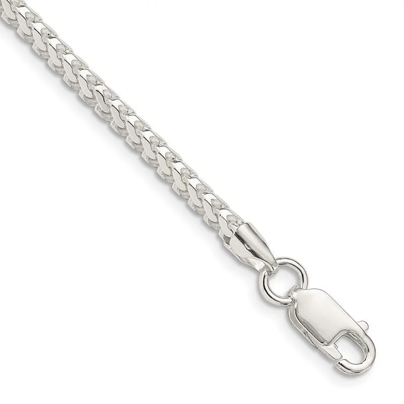 Ladies bracelets imaginative flair -Sterling Silver 3.4mm D/C Square Franco Chain Bracelet