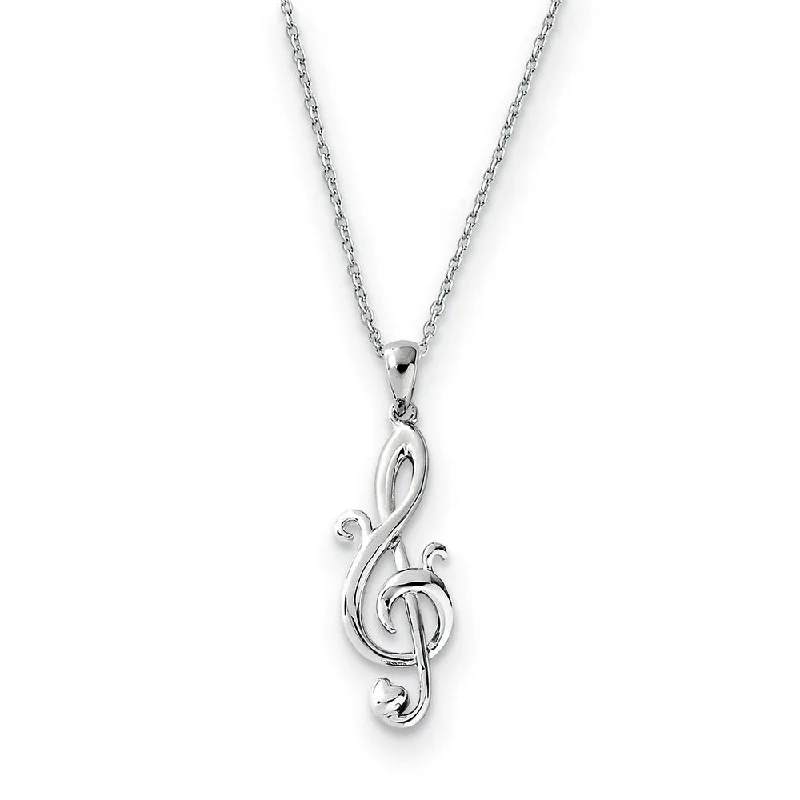 Ladies necklaces vintage chains -Rhodium Plated Sterling Silver Love Note Necklace, 18 Inch