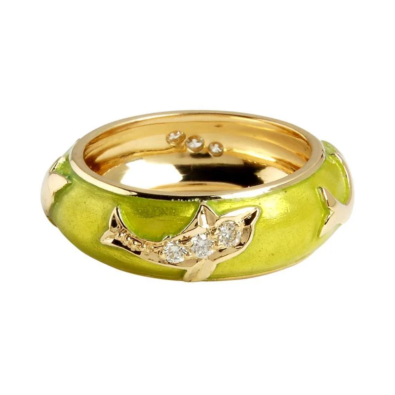 ladies-emerald-cut-gold-rings-Ring-Diamond (Enamel)  (1316H)