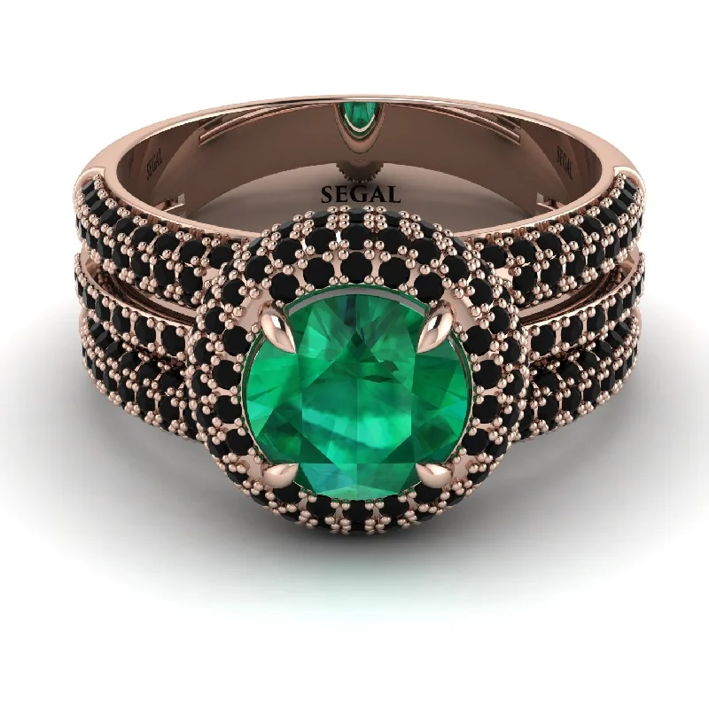 engagement-oval-platinum-ring-Emerald Halo Luxury Pave Engagement Ring - Sierra No. 35