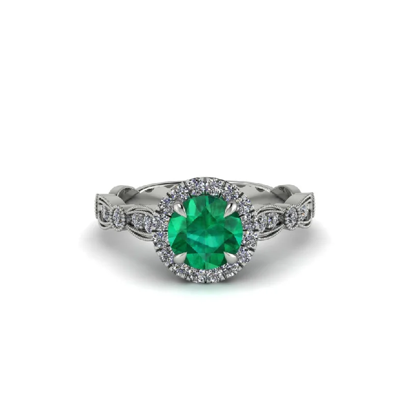 engagement-radiant-cut-diamond-ring-Round Cut Emerald Radiant Eternity Engagement Ring - Kamryn No. 6