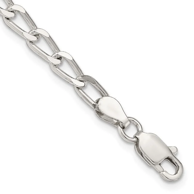 Ladies bracelets for idealists -Sterling Silver 4.3mm Open Elongated Link Chain Bracelet