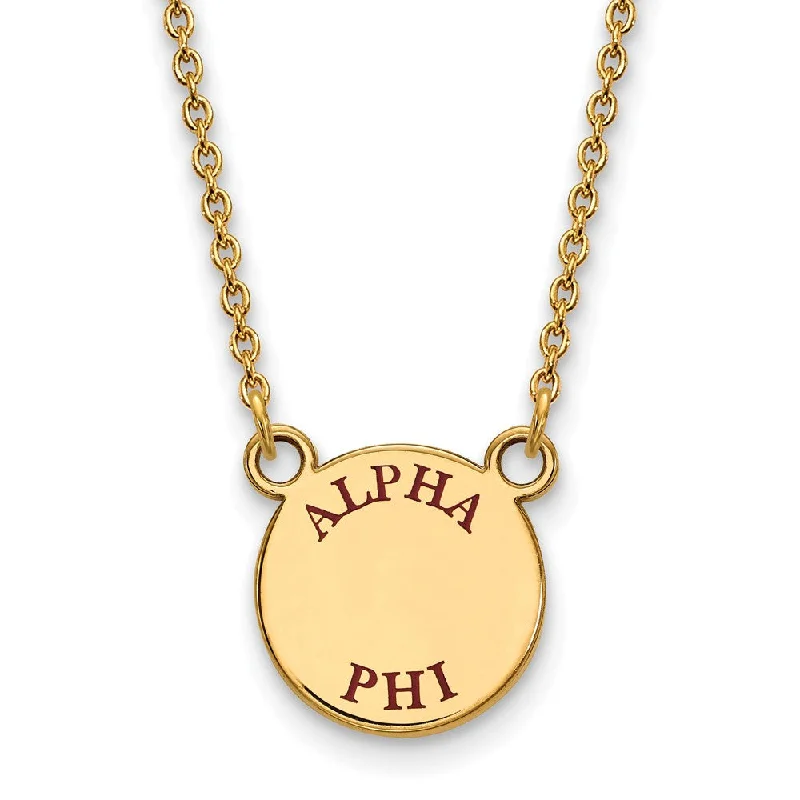 Ladies necklaces with howlite -14K Plated Silver Alpha Phi Small Enamel Greek Letters Necklace