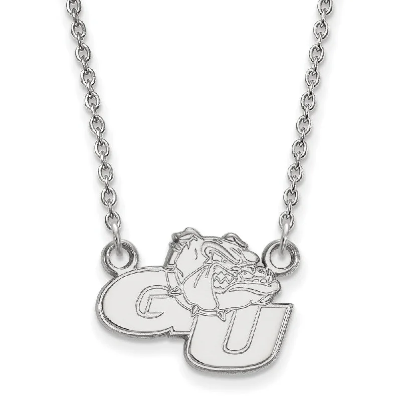 Ladies necklaces with paw pendants -Sterling Silver Gonzaga U Small "GU' Mascot Pendant Necklace