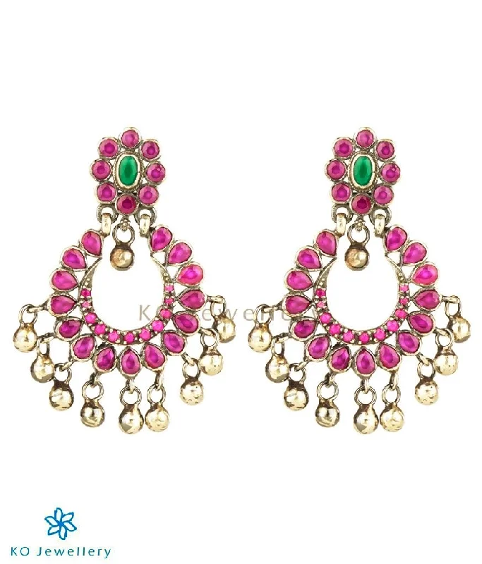 ladies-party-rose-gold-earrings-The Padmavat Silver Chand Bali Earrings(Oxidised)