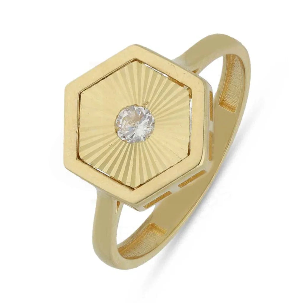 ladies-halo-sapphire-rings-Gold Hexagon Shaped Ring 18KT - FKJRN18K3792