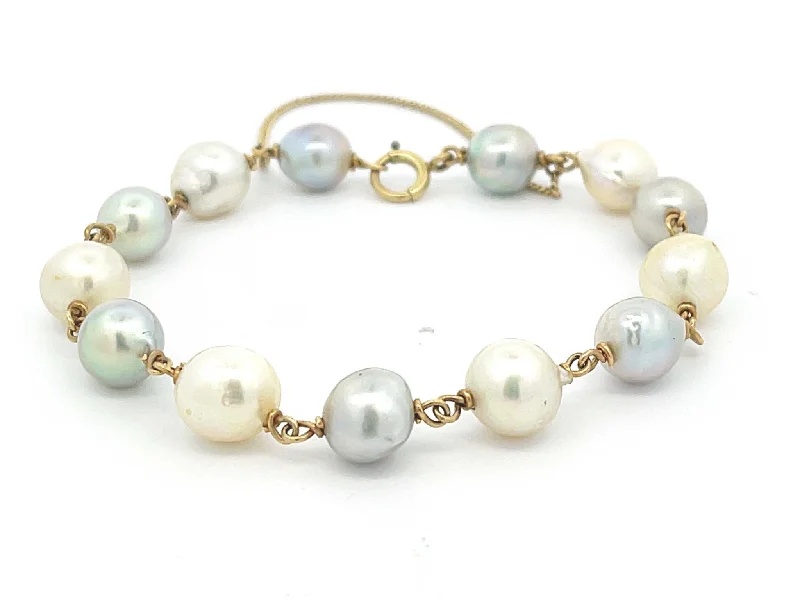 Ladies bracelets modern strands -Baroque Pearl Bracelet in 14k Yellow Gold