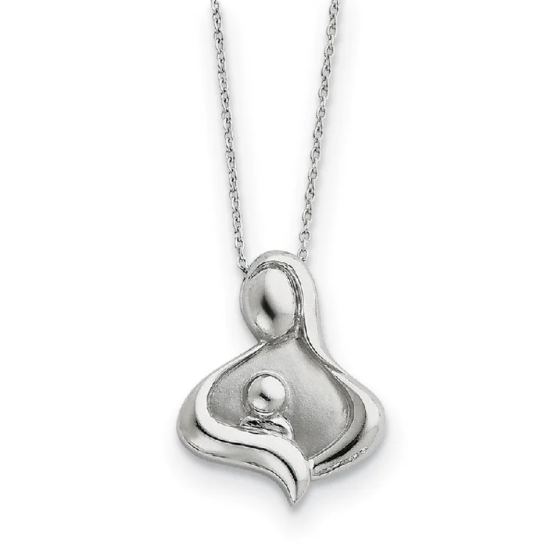 Ladies necklaces futuristic designs -Rhodium Plated Sterling Silver Maternal Bond Necklace, 18 Inch