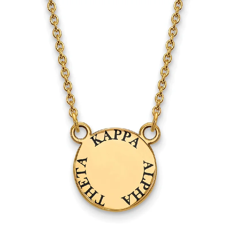 Ladies necklaces sterling silver -14K Plated Silver Kappa Alpha Theta Small Black Enamel Necklace