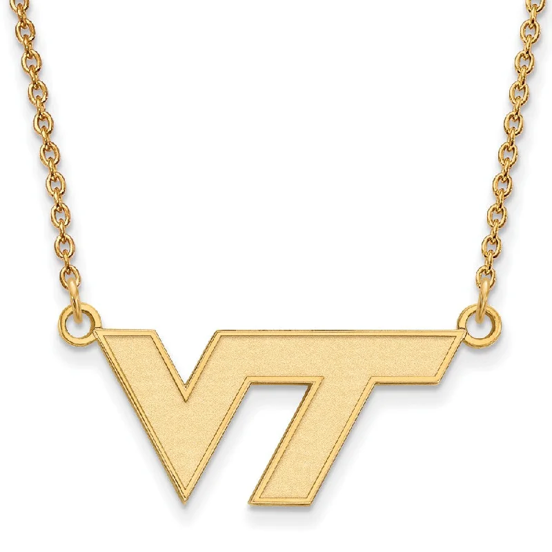 Ladies necklaces for rebels -14k Gold Plated Silver Virginia Tech Small 'VT' Pendant Necklace