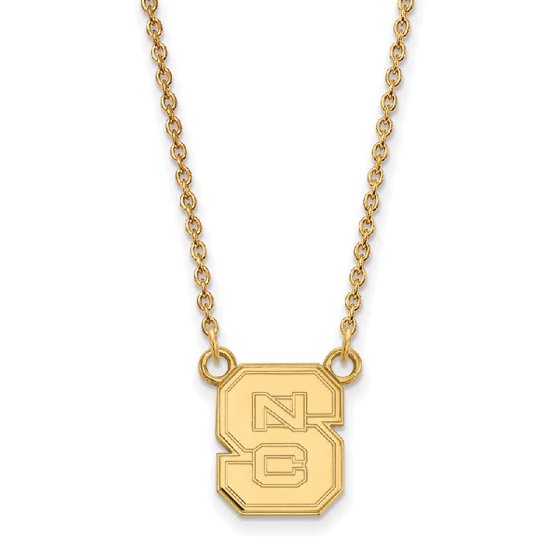 Ladies necklaces bold strands -14k Gold Plated Silver North Carolina Sm 'NCS' Pendant Necklace