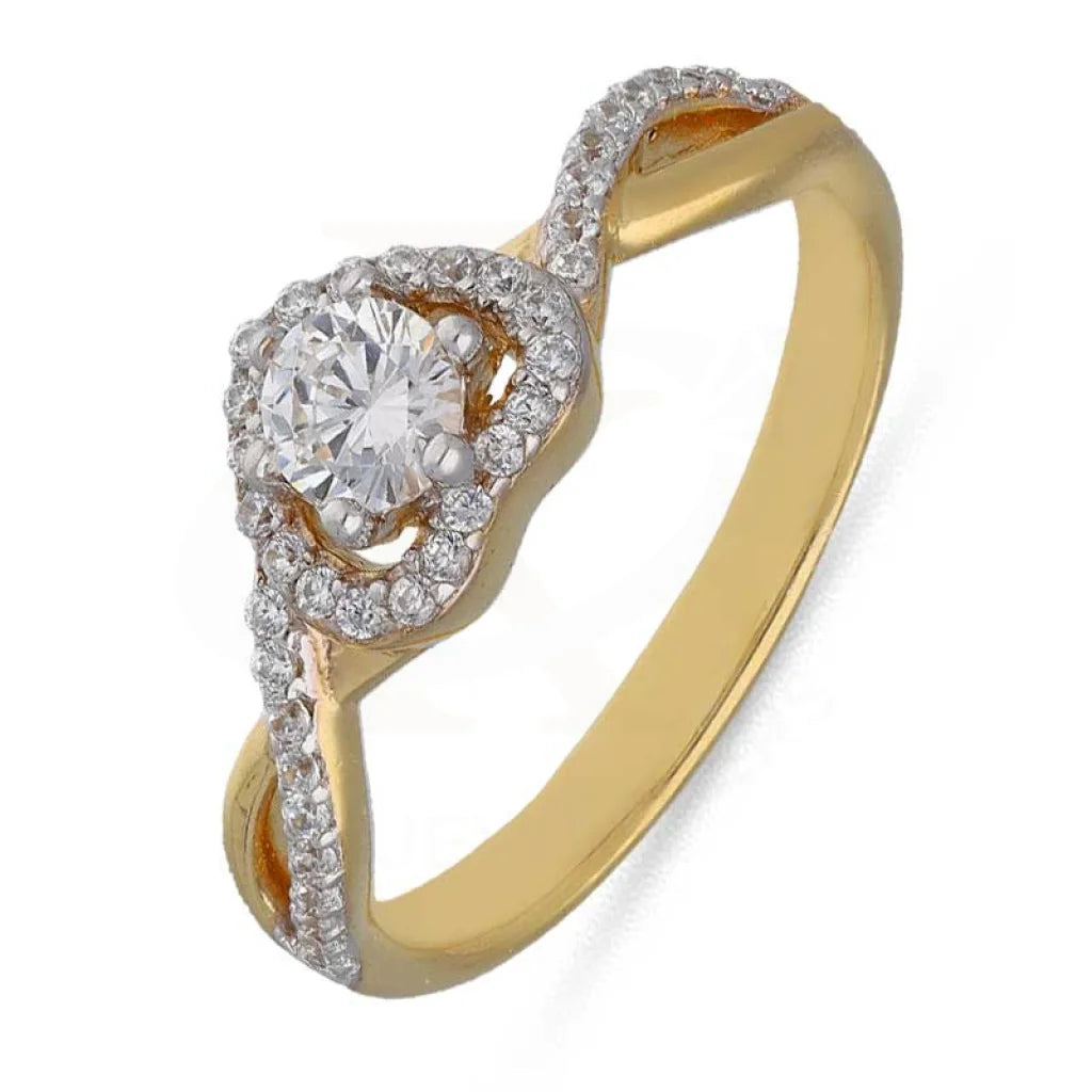 ladies-round-diamond-rings-Sterling Silver 925 Gold Plated Heart Shaped Solitaire Ring - FKJRNSL3535