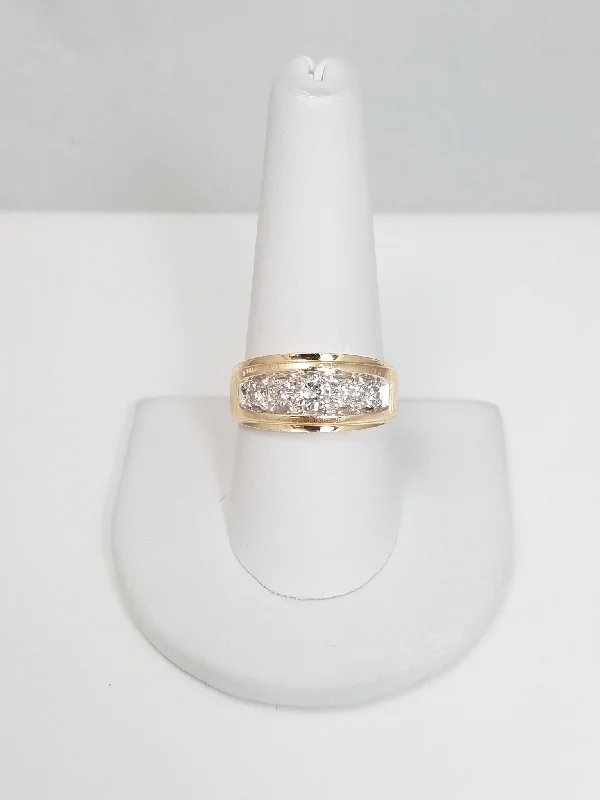 ladies-marquise-cut-rose-gold-rings-Striking 1ctw Natural Diamond 14k Yellow Gold Ring Band