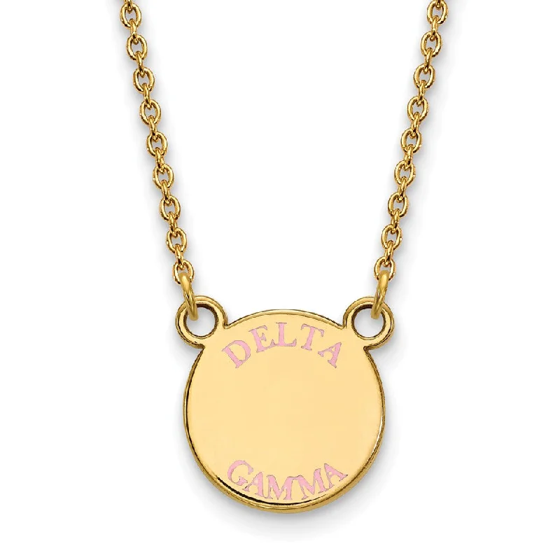 Ladies necklaces with chalcedony -14K Plated Silver Delta Gamma Small Enamel Necklace