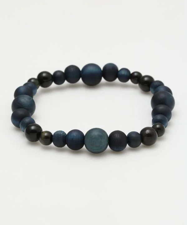 Ladies bracelets heavy bands -AIZOME Indigo Dyed Cypress x Blue Tiger Eye Bracelet