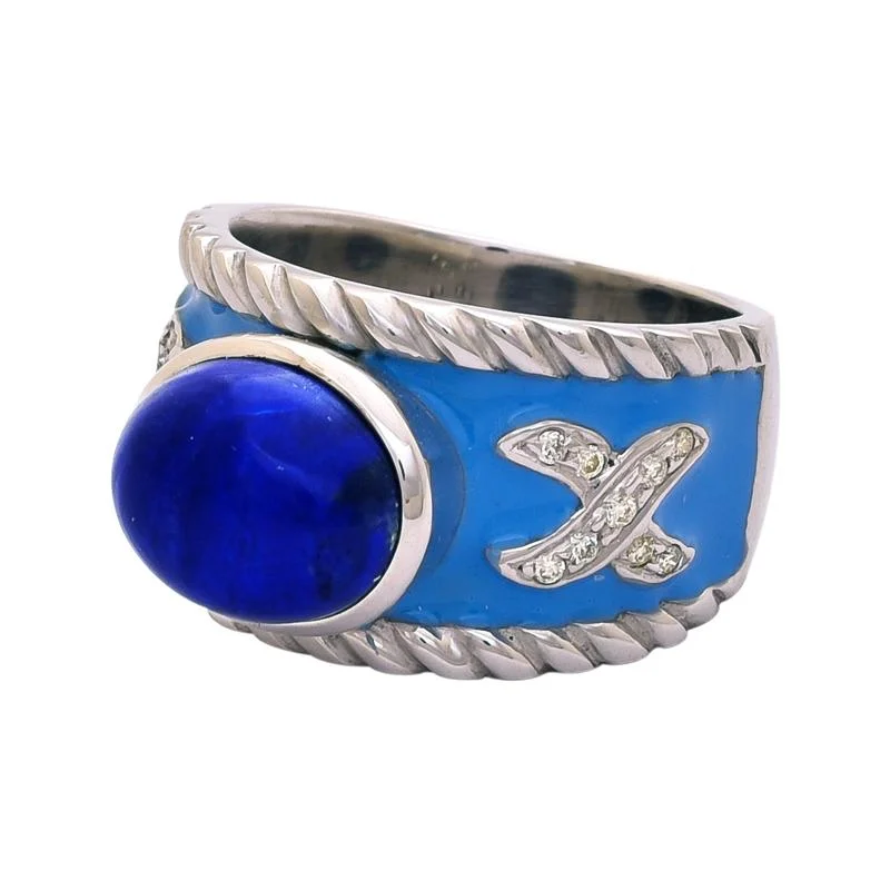 ladies-gold-rings-Ring- Lapis Lazuli and Diamond (Enamel)  (255CS)