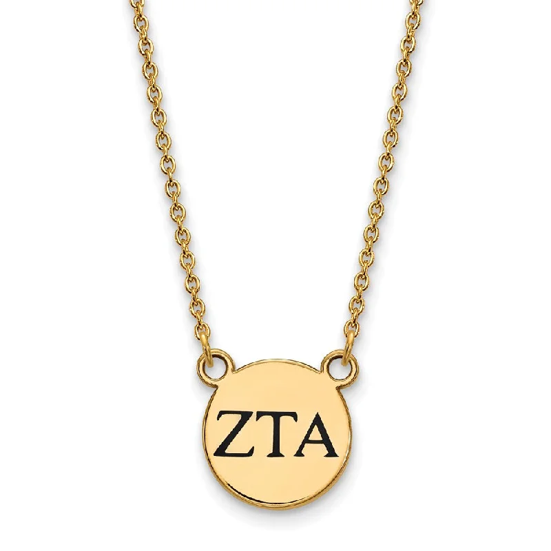 Ladies necklaces with iolite -14K Plated Silver Zeta Tau Alpha Small Enamel Greek Letters Necklace