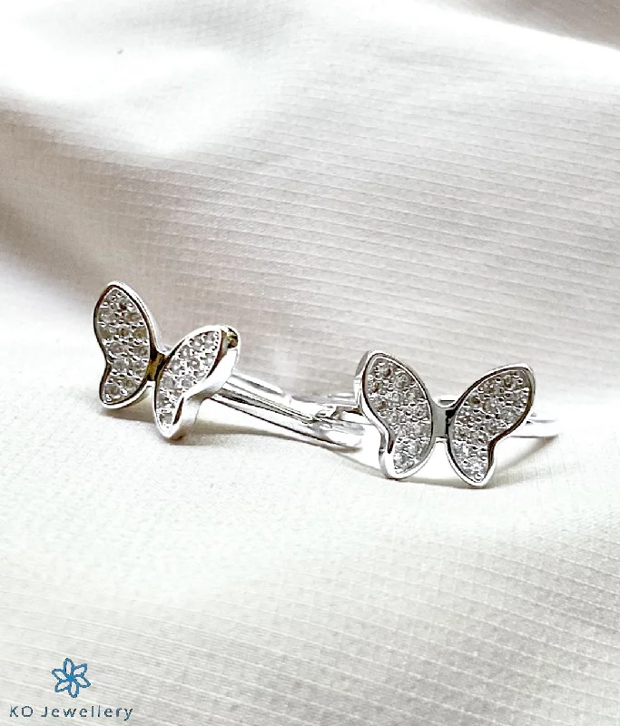 ladies-rose-gold-vintage-rings-The Butterfly Silver Toe-Rings