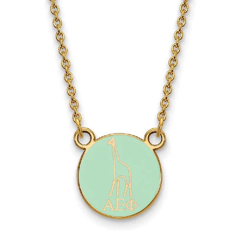 Ladies necklaces with prehnite -14K Plated Silver Alpha Epsilon Phi XS (Tiny) Enamel Mascot Necklace