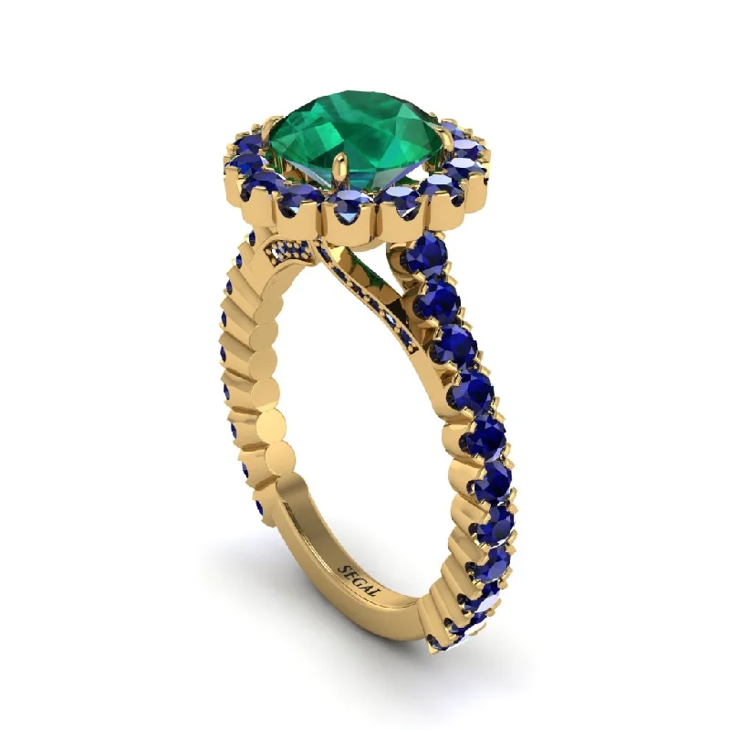 engagement-princess-cut-sapphire-ring-Round Cut Emerald Timeless Splendor Engagement Ring - Jazlyn No. 64