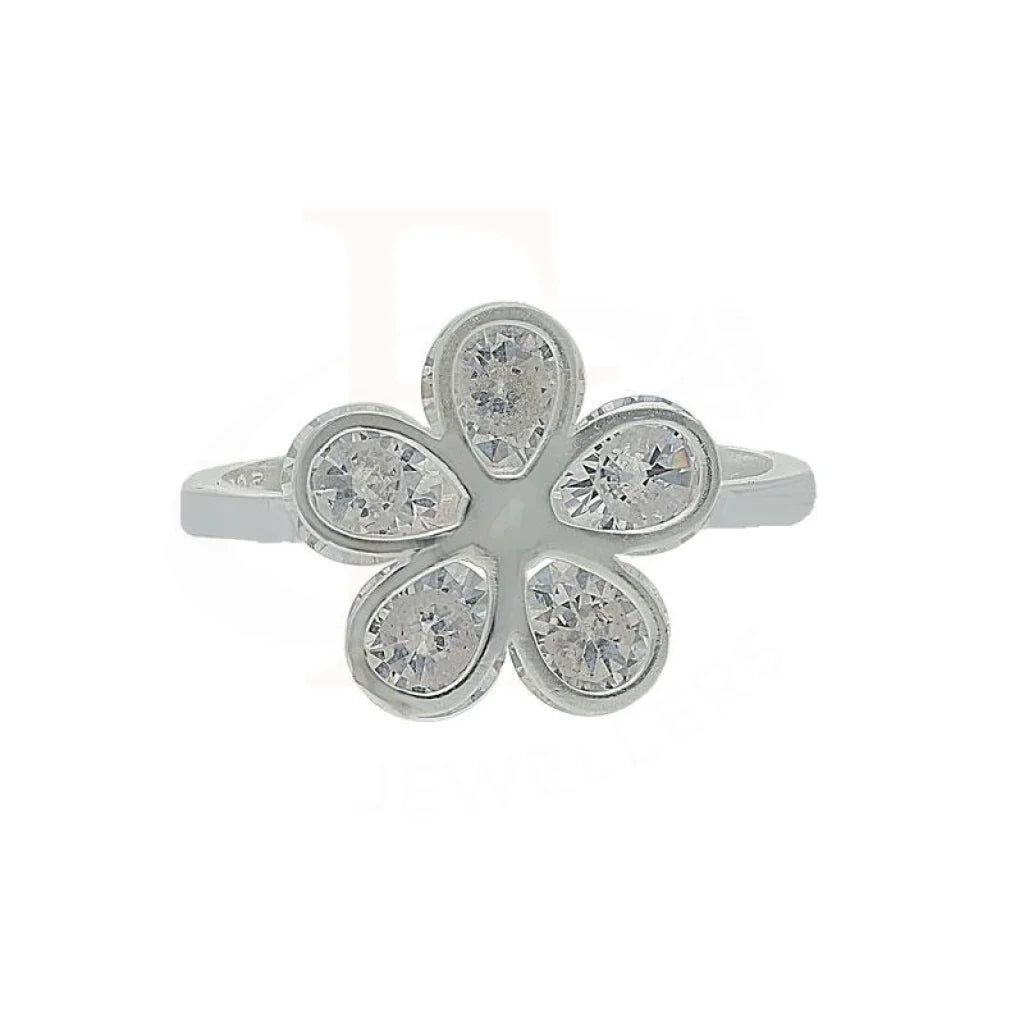 ladies-diamond-halo-rings-Sterling Silver 925 Flower Ring - FKJRN2082