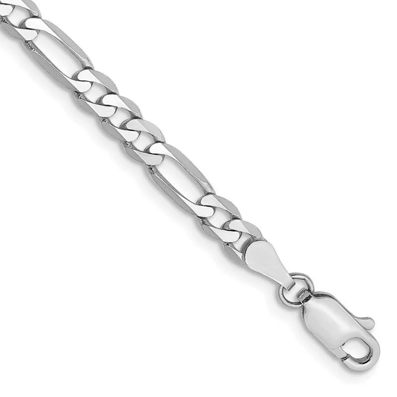 Ladies bracelets for gala nights -14k WG 4mm Flat Figaro Chain Bracelet