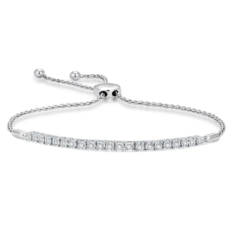 Ladies bracelets elegant cuffs -Sterling Silver 1/4 Ct.Wt. Diamond Bolo Bracelet