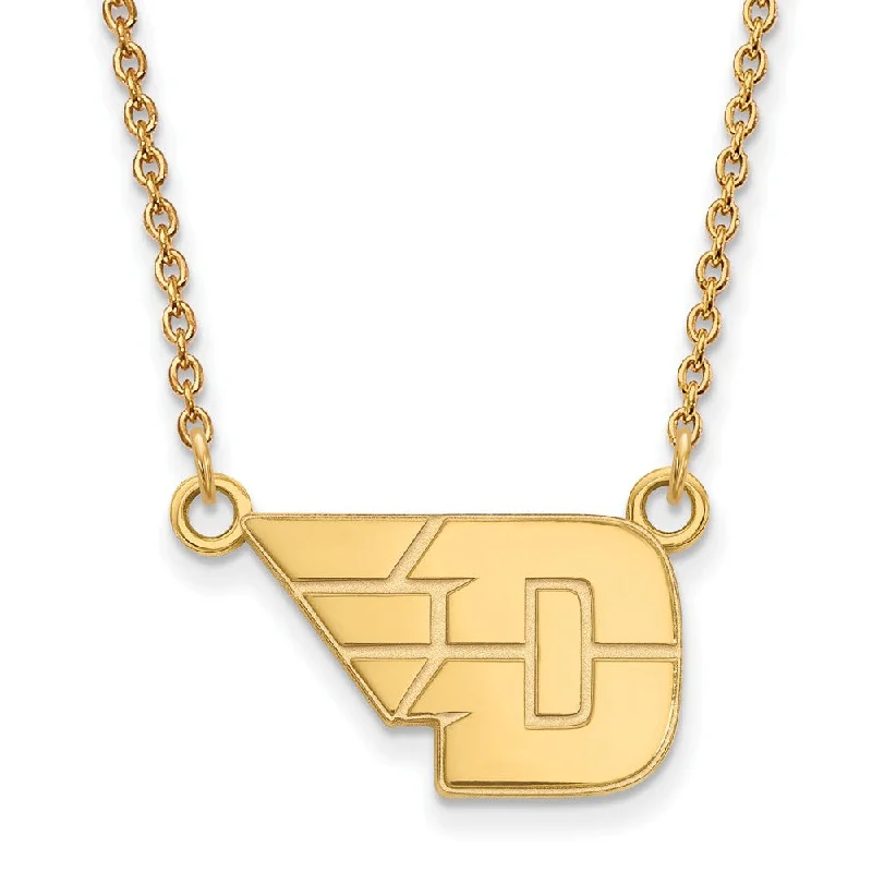 Ladies necklaces with kunzite -14k Gold Plated Silver U of Dayton Small Pendant Necklace