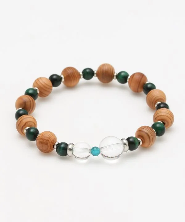 Ladies bracelets light bands -YAKUSUGI, Crystal, Green Tiger Eye Bracelet