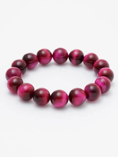 Ladies bracelets fine strands -3A Grade 12mm Rose Tiger Eye Bracelet