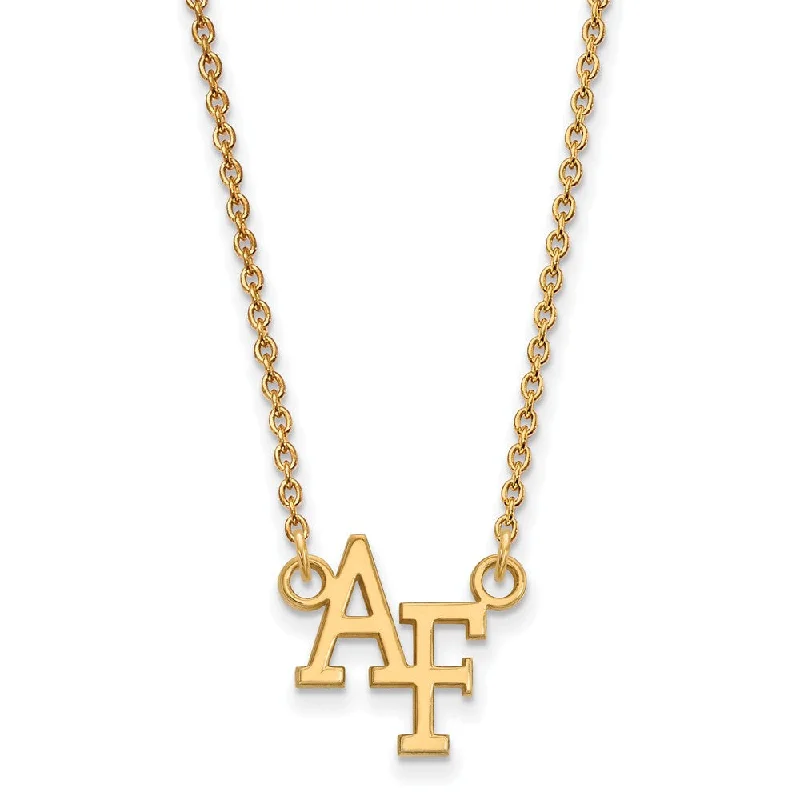 Ladies necklaces for entrepreneurs -14k Gold Plated Silver Air Force Academy Small Pendant Necklace