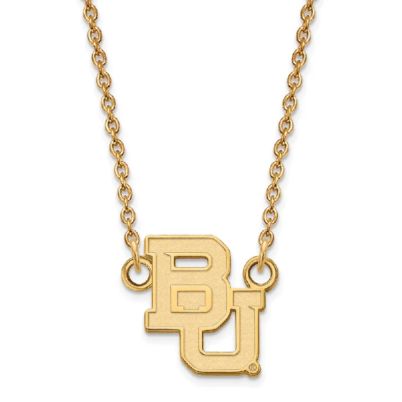 Ladies necklaces for creators -14k Gold Plated Silver Baylor U Small 'BU' Pendant Necklace