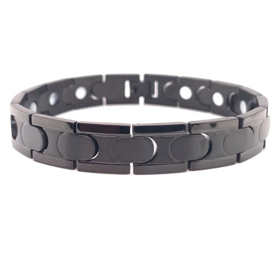 Ladies bracelets for expectant moms -Black Stainless Steel Magnetic Bracelet / MBS0038