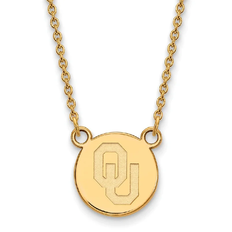 Ladies necklaces for leaders -14k Gold Plated Silver Oklahoma Small Disc Necklace