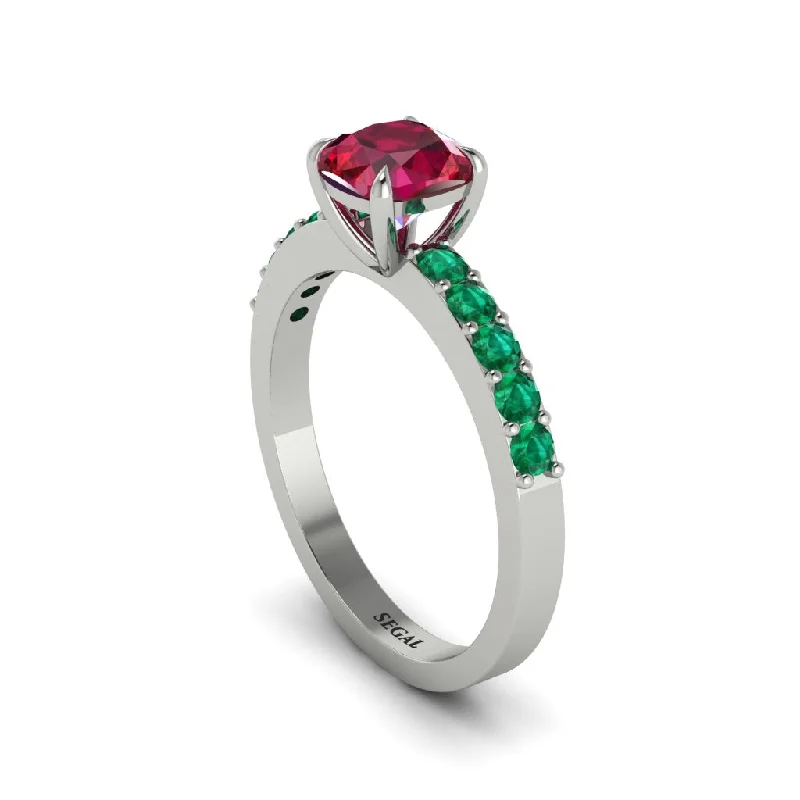 engagement-radiant-cut-emerald-ring-Cushion-Cut Ruby Classic Elegance Engagement Ring - Demi No. 27