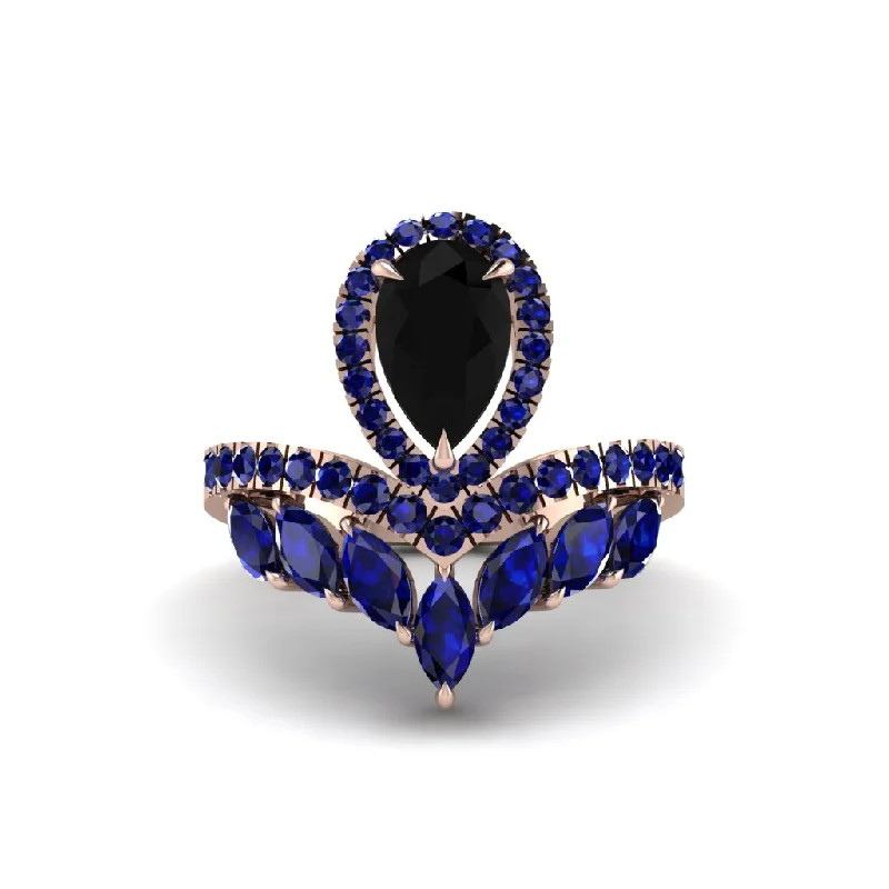 engagement-radiant-cut-sapphire-ring-Black Diamond Crown Radiance Engagement Ring - Aviana No. 68