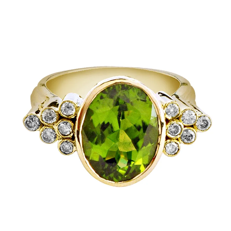 ladies-diamond-three-stone-rings-Ring-Peridot and Diamond  (1030C)