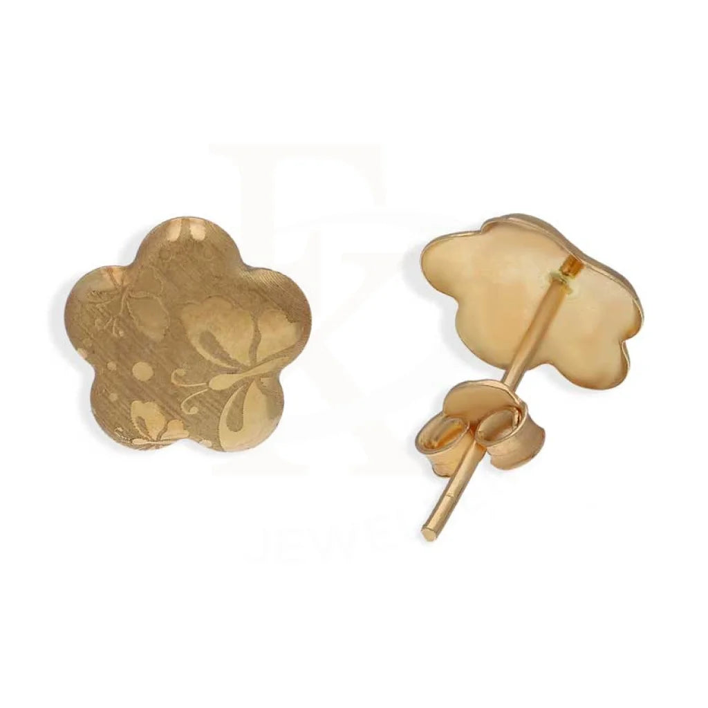 ladies-diamond-pearl-earrings-Gold Flower Stud Earrings 18KT - FKJERN18K3086