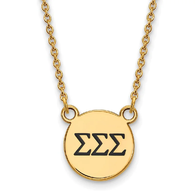 Ladies necklaces whimsical style -14K Plated Silver Sigma Sigma Sigma Sm Enamel Greek Letters Necklace