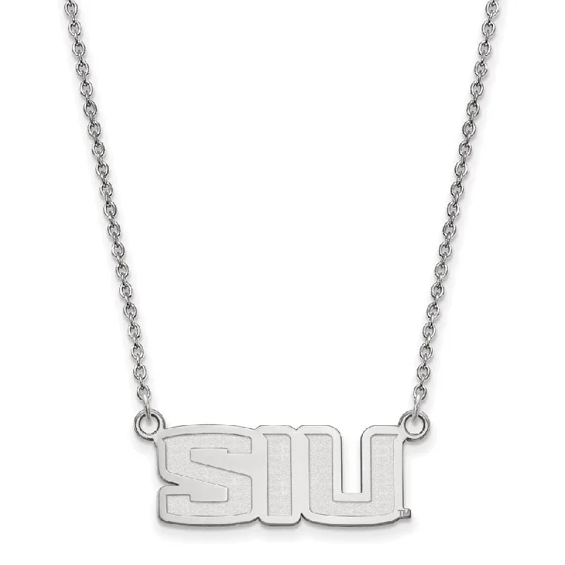 Ladies necklaces with shungite -Sterling Silver Southern Illinois U Small Pendant Necklace