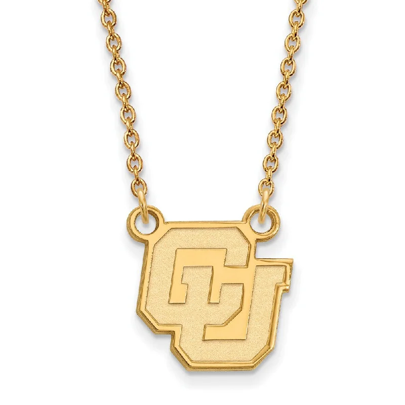 Ladies necklaces for camping -14k Yellow Gold U of Colorado Small Pendant Necklace