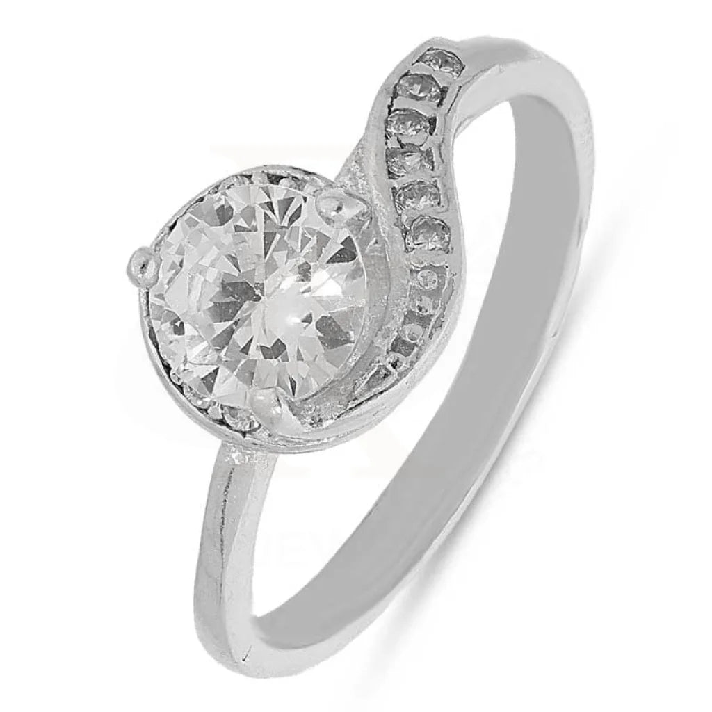 ladies-three-stone-rings-Sterling Silver 925 Round Shaped Solitaire Ring - FKJRNSL2181