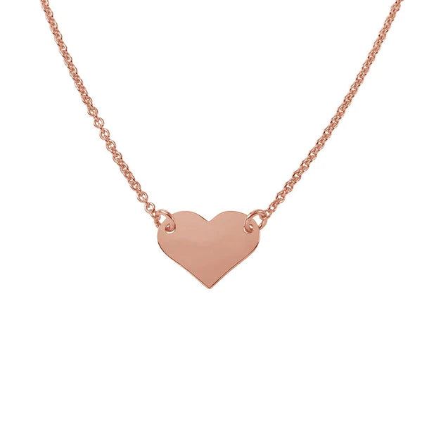 Ladies necklaces with fish pendants -Sterling Silver 925 Rose Gold Plated High Polished Heart Necklace