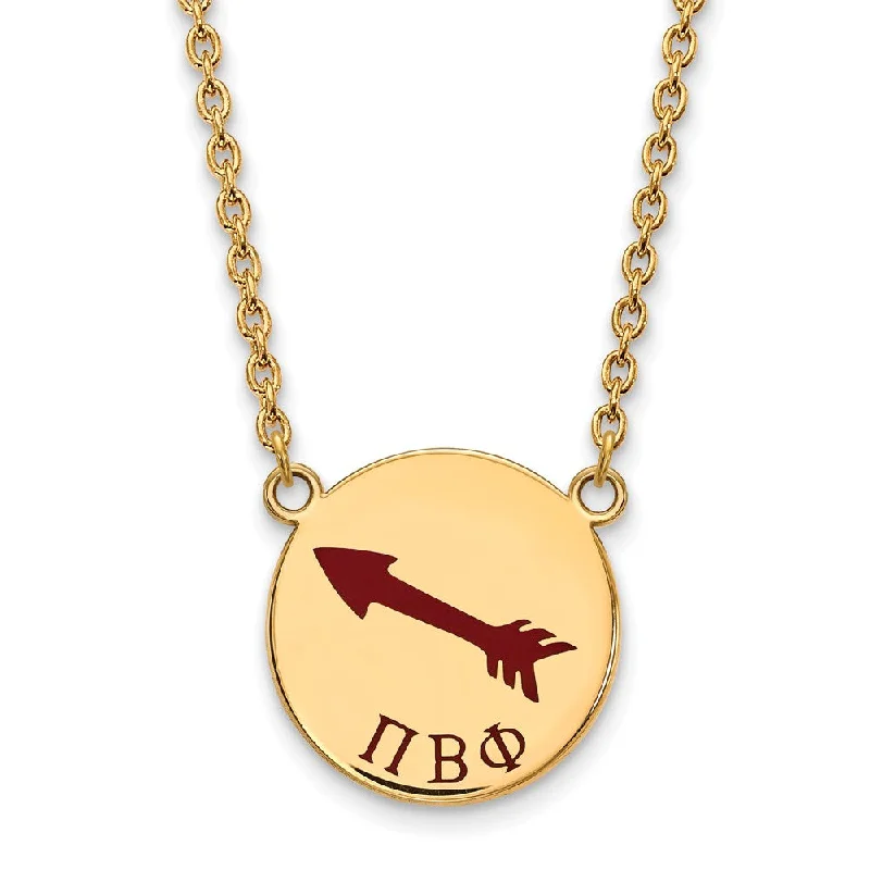 Ladies necklaces with moonstone -14K Plated Silver Pi Beta Phi Large Enamel Necklace