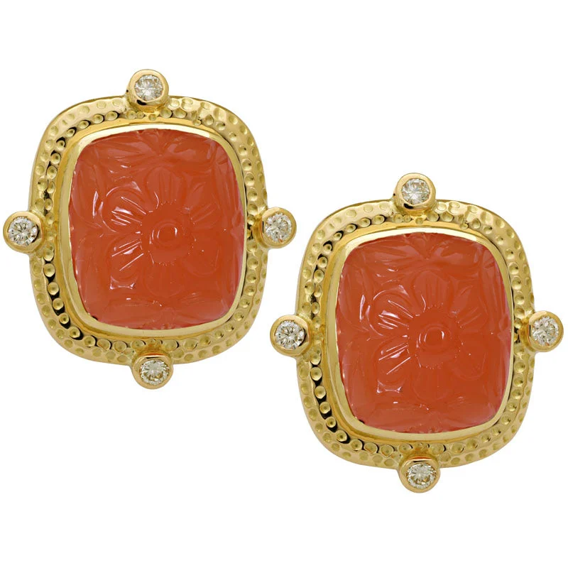 ladies-elegant-gold-earrings-Earrings-Cornelian and Diamond