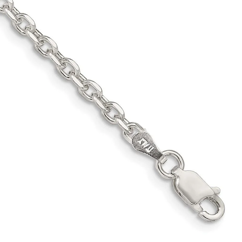 Ladies bracelets for free thinkers -Sterling Silver 2.75mm Diamond-cut Forzantina Cable Chain Bracelet